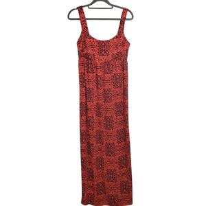 Fresh Produce Maxi Sleeveless Dress Smocked Boho Orange Size Small Beachy